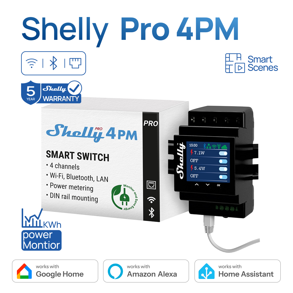 Home Automation Technology - Shelly Pro 4PM Four Channels Relay