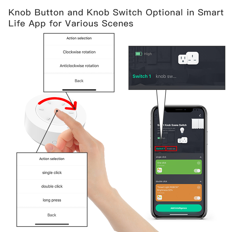 Smart ZigBee Knob Switch Work  - Home Automation Technology recension och pris