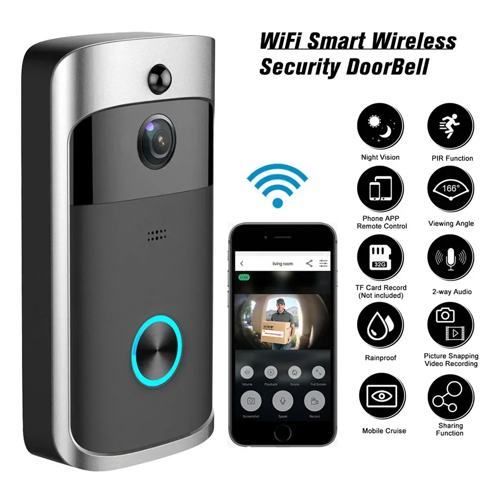 720P HD Smart Home Wireless WI - Smart Doorbell Wired recension och pris