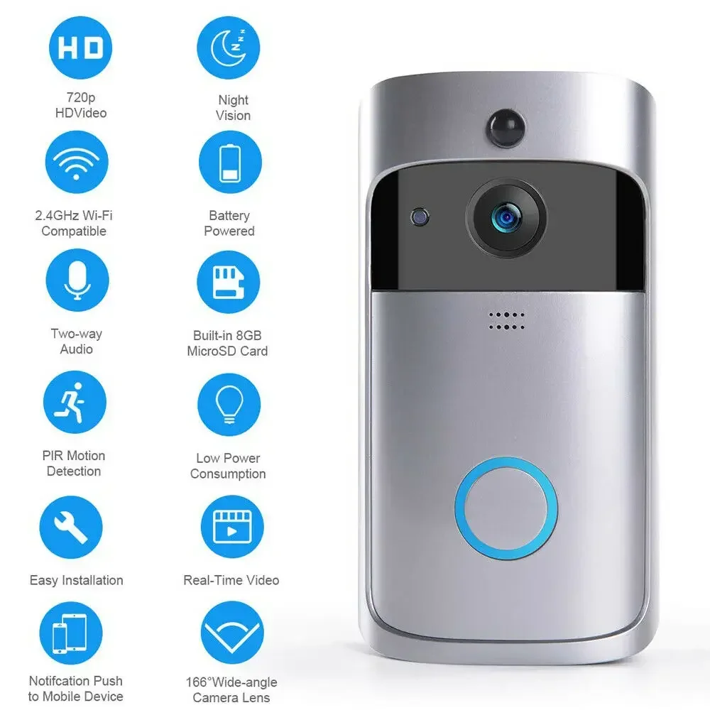 720P HD Smart Home Wireless WI - Smart Doorbell Wired recension och pris